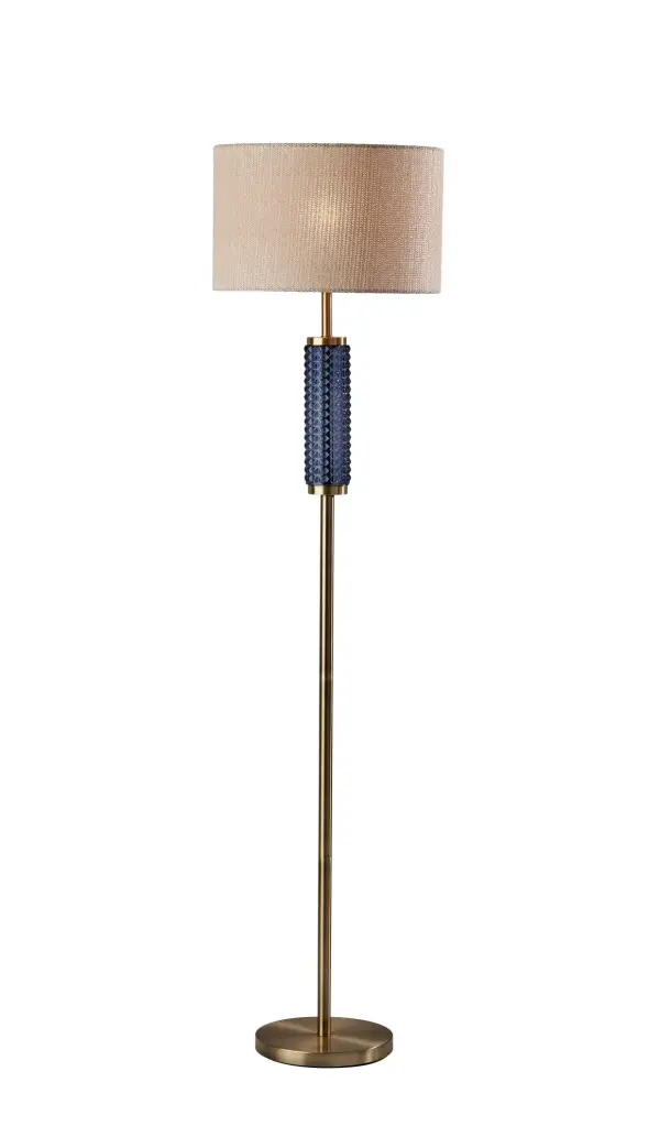 Delilah Floor Lamp with Blue Textured Glass