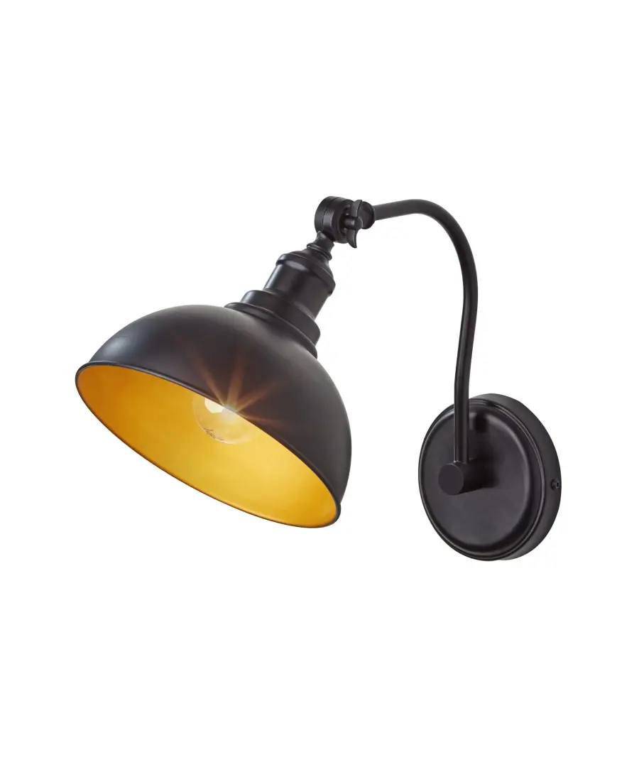 Industrial-Chic Articulating Wall Sconce with Warm Gold Interior