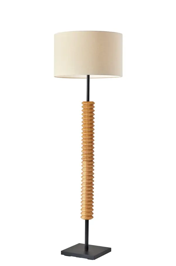Bold Contemporary Floor Lamp with Natural Wood Accent