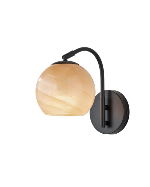 Nolan Wall Lamp with Beige Swirl Glass Globe