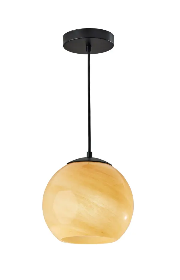 Warm Transitional Pendant with Eye-Catching Beige Swirl Glass
