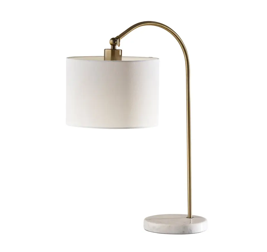Meredith Antique Brass Table Lamp with White Marble Base