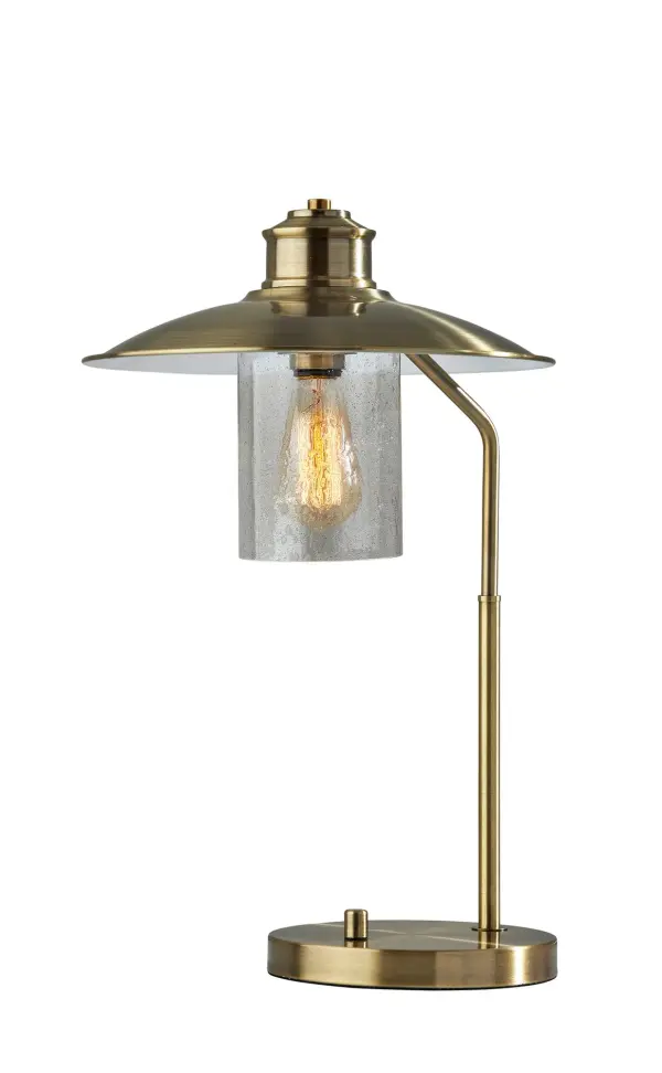 Classic Brass Desk Lamp with Vintage Edison Bulb Charm