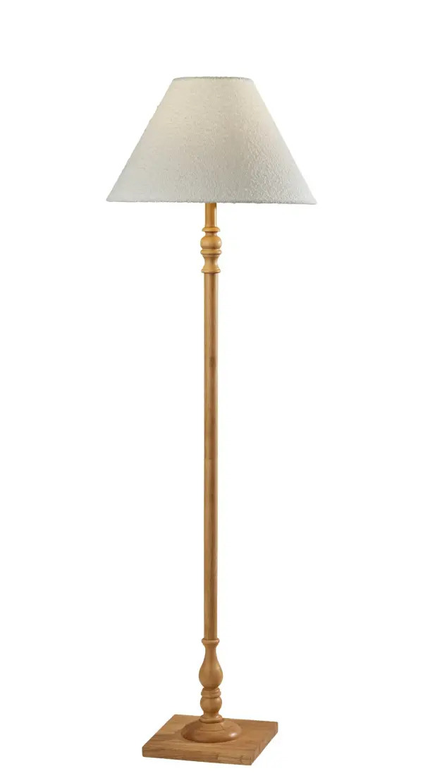 Warm Scandinavian-Inspired Floor Lamp with Natural Wood Base