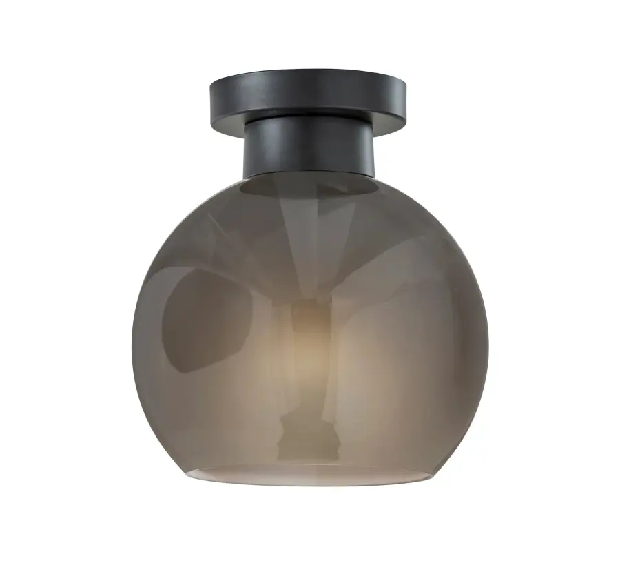 Sleek Contemporary Flush Mount with Striking Smoked Glass Globe