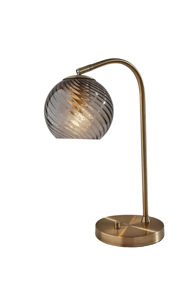 Vintage-Inspired Desk Lamp with Adjustable Smoked Glass Shade
