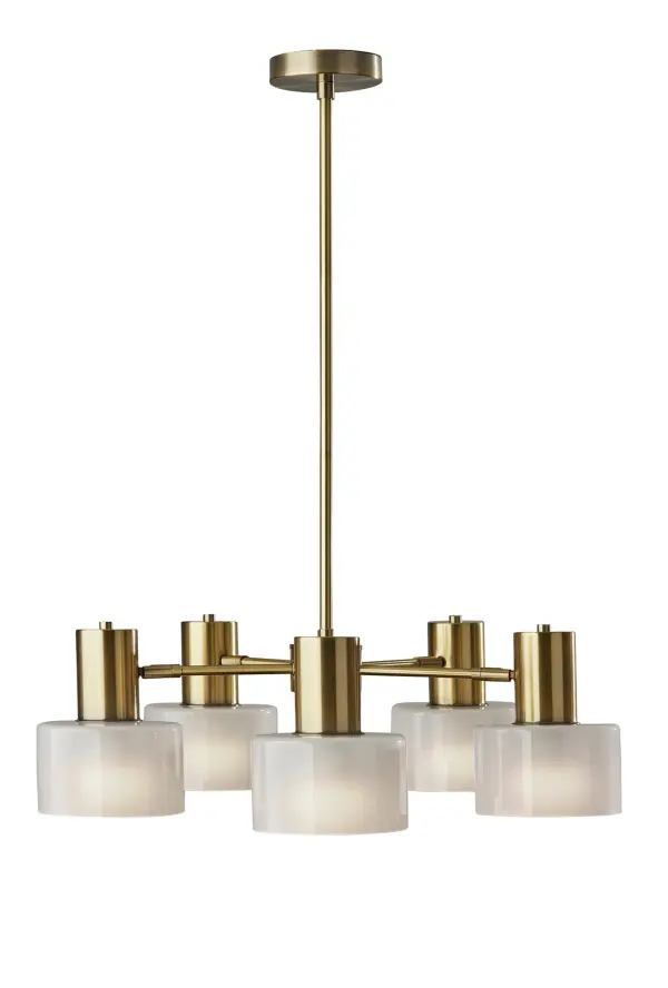 Versatile 5-Light Chandelier with Adjustable Shades and Vintage Charm