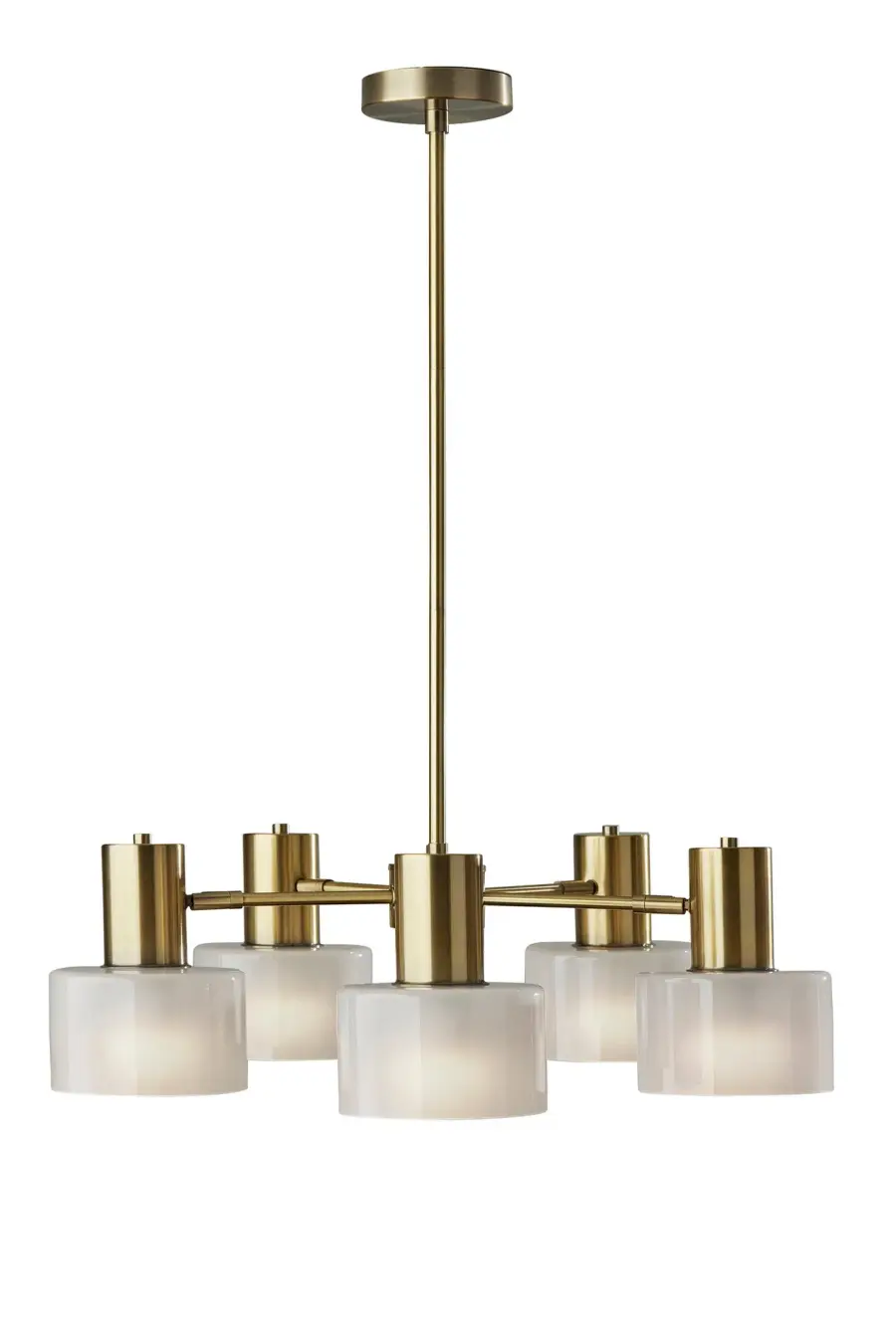 Versatile 5-Light Chandelier with Adjustable Shades and Vintage Charm