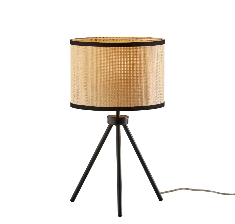 Contemporary Tripod Lamp with Natural Woven Shade