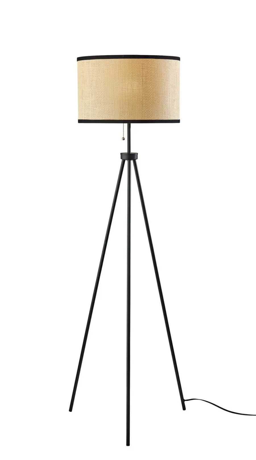 Modern Tripod Floor Lamp with Natural Woven Shade