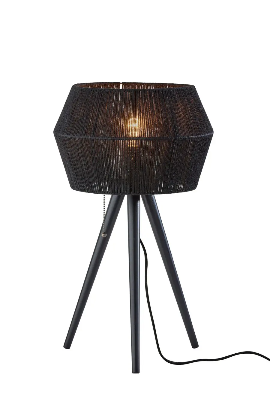 Rustic Meets Modern: Striking Tripod Design with Geometric Rope Shade