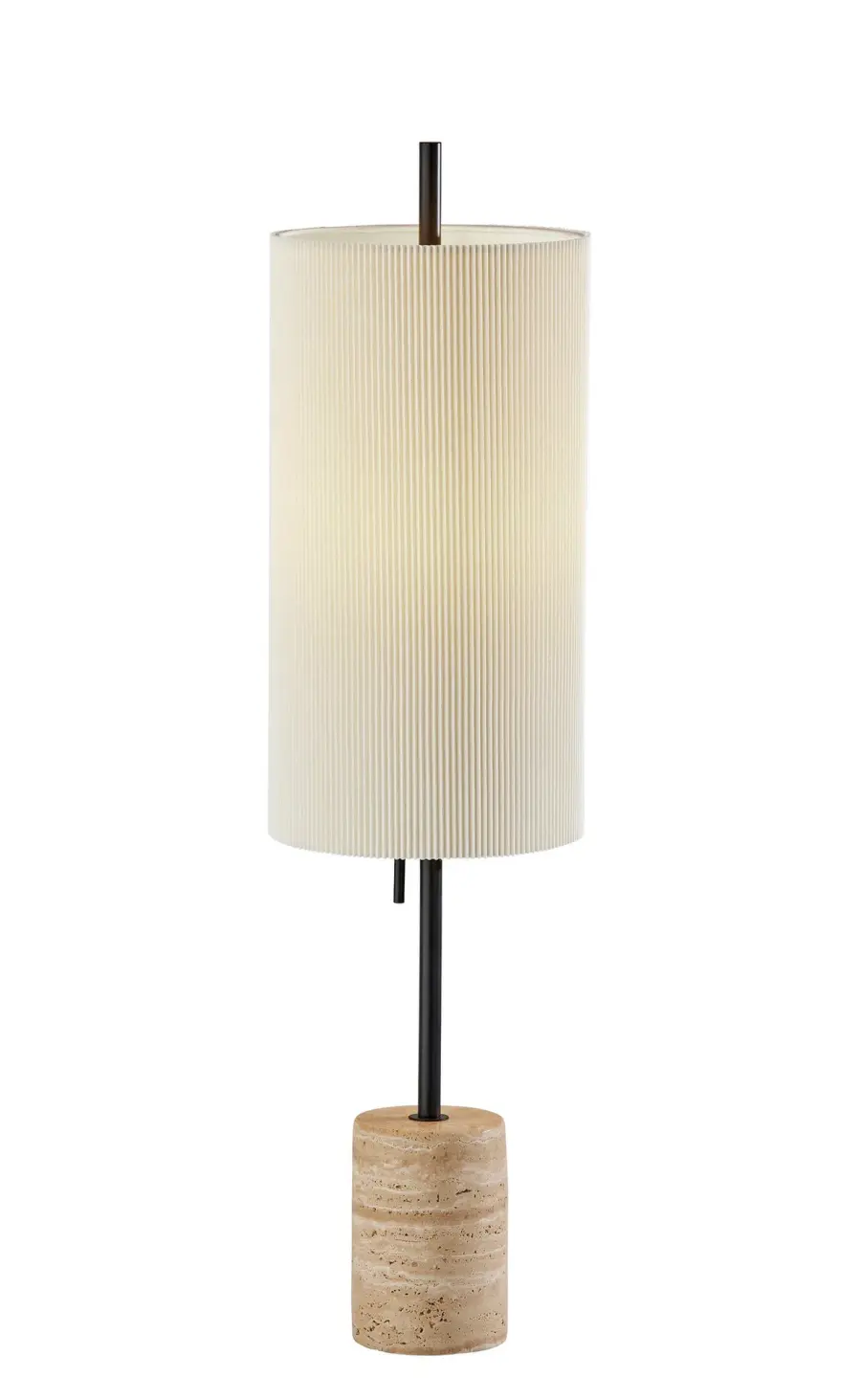 Sophisticated Table Lamp with Travertine Base and Pleated Shade