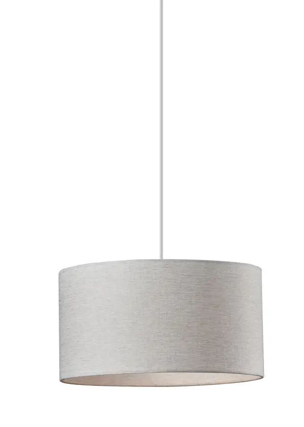 The Harvest Drum Pendant offers exceptional flexibility with both plug-in and hardwire installation options. Its textured white fabric shade creates soft, ambient lighting perfect for modern and transitional spaces.