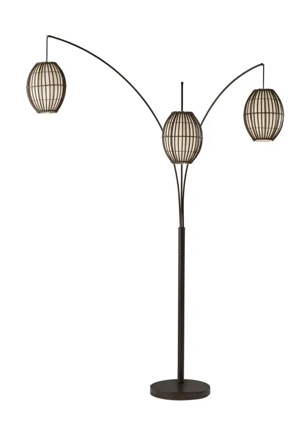 Maui Arc Lamp with Cane Shades