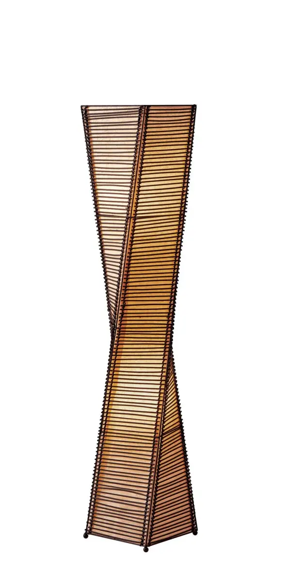 The Stix Floor Lantern combines natural black cane sticks with metal accents to create a striking 50-inch sculptural statement piece. Its beige paper shade diffuses light beautifully, making it ideal for adding warmth and texture to contemporary spaces.