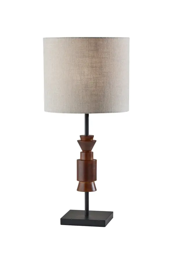 Modern Geometric Table Lamp with Bold Walnut Accent