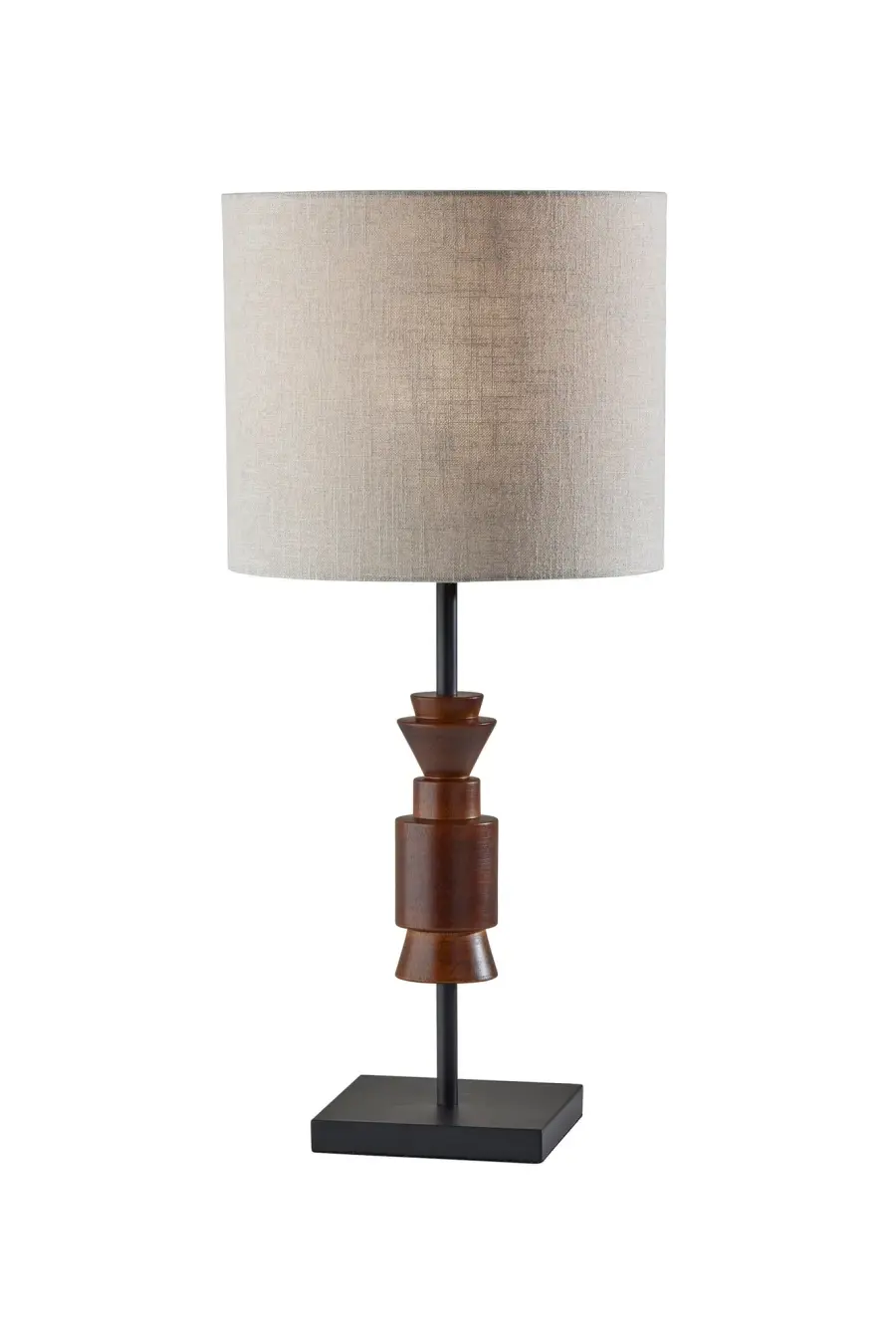 Modern Geometric Table Lamp with Bold Walnut Accent