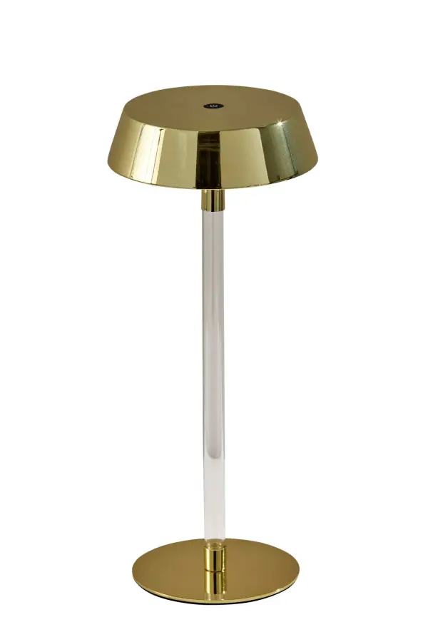The Orla LED Cordless Table Lamp combines luxurious gold styling with modern cordless convenience. Its rechargeable battery, 3-level touch dimmer, and compact 14.5-inch height make it perfect for versatile placement indoors or outdoors.