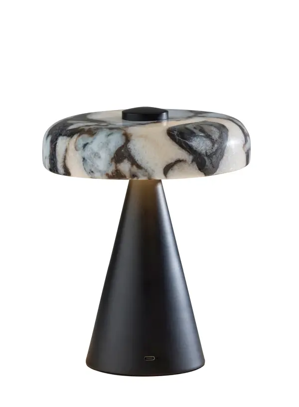 The Randy LED Cordless Table Lamp combines modern portability with sophisticated design. Its elephant white marble shade creates a warm, inviting glow while the rechargeable battery delivers up to 16 hours of cordless illumination.
