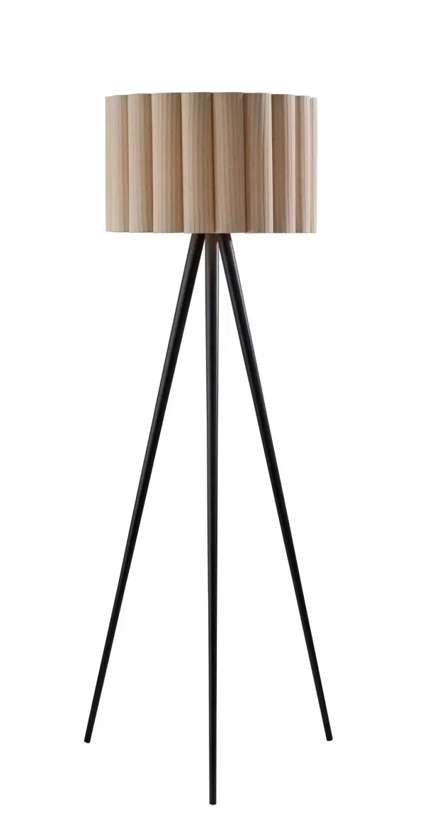 The Caldwell Floor Lamp combines traditional elegance with modern functionality. Featuring a sleek black metal base and classic fabric drum shade, this 100W-capable fixture provides ample illumination with convenient rotary socket control.