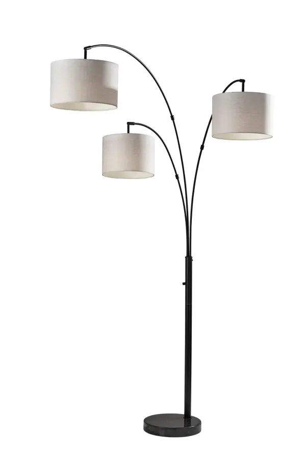 Bowery 3-Arm Arc Floor Lamp in Black