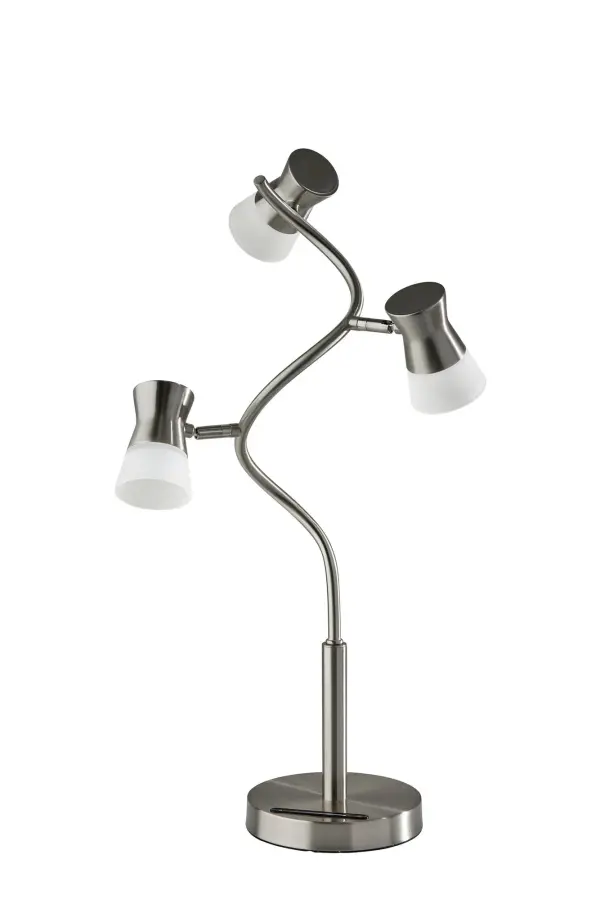 The Cyrus LED table lamp combines artistic design with advanced functionality. Its gracefully twisting silhouette supports three LED fixtures at offset angles, delivering 600 lumens of adjustable lighting with five color temperature settings from warm to crisp.