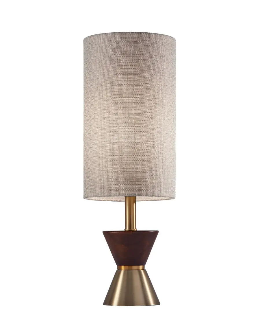 Mid-Century Modern Table Lamp with Warm Brass and Walnut Accents