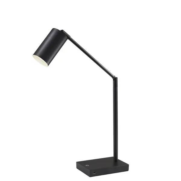 The Colby LED Desk Lamp combines minimalist modern design with practical functionality. Its adjustable arm and shade joints allow precise light positioning, while the integrated 9W LED offers three brightness settings via touch control. The convenient USB charging port adds versatility for modern workspaces.