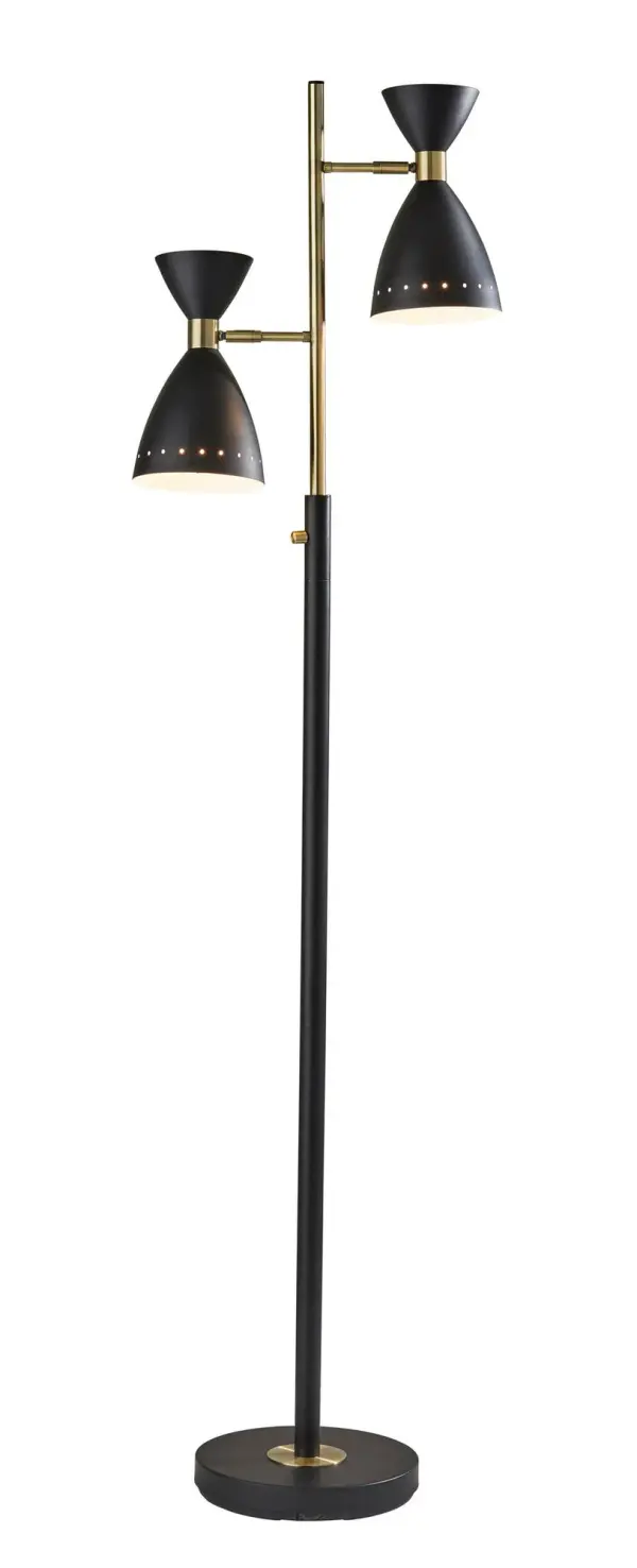 Oscar Tree Lamp in Black with Antique Brass