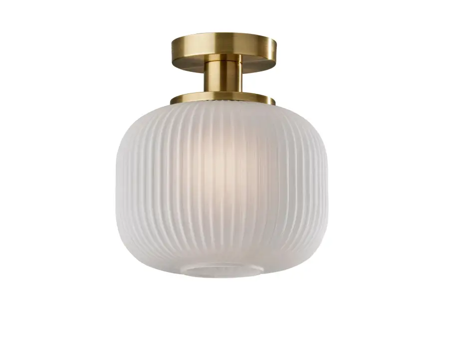 Elegant Mid-Century Flush Mount with Textured Glass and Warm Glow