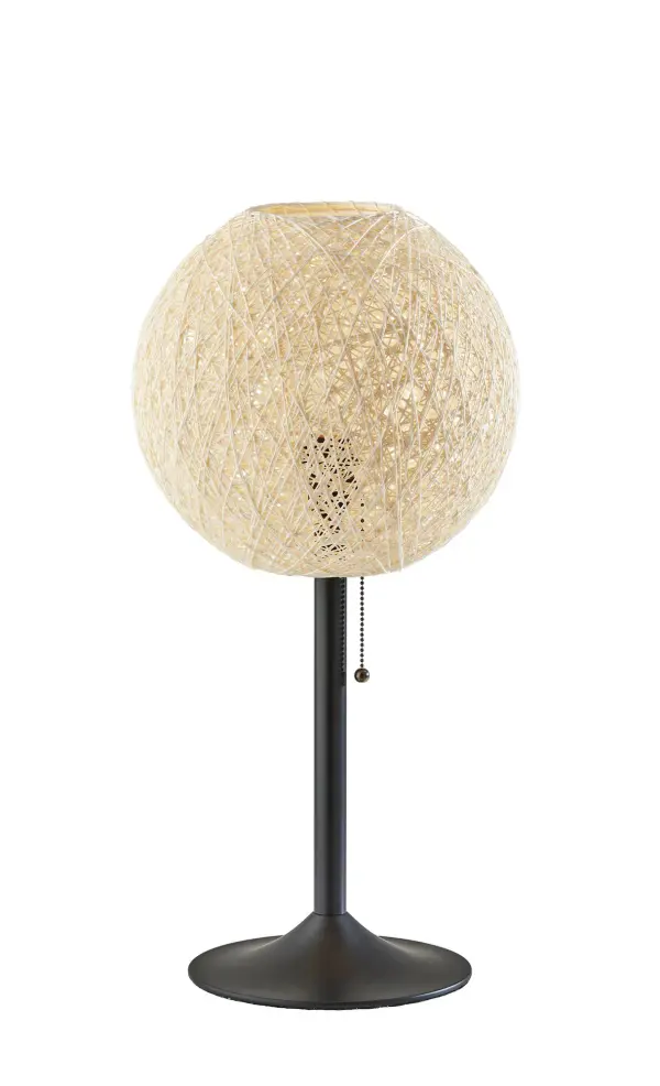 The Havana table lamp brings organic texture and welcoming warmth to any space with its 12" loosely-woven rattan globe shade. The dark bronze stem and base provide modern contrast while the natural material softly diffuses light.