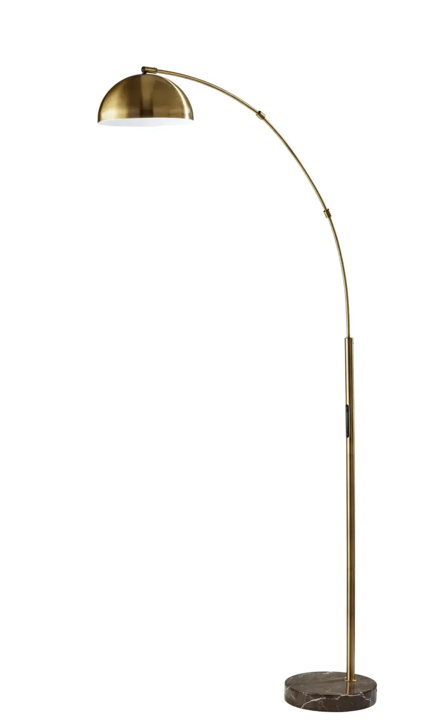 Bolton LED Arc Lamp with Antique Brass and Marble