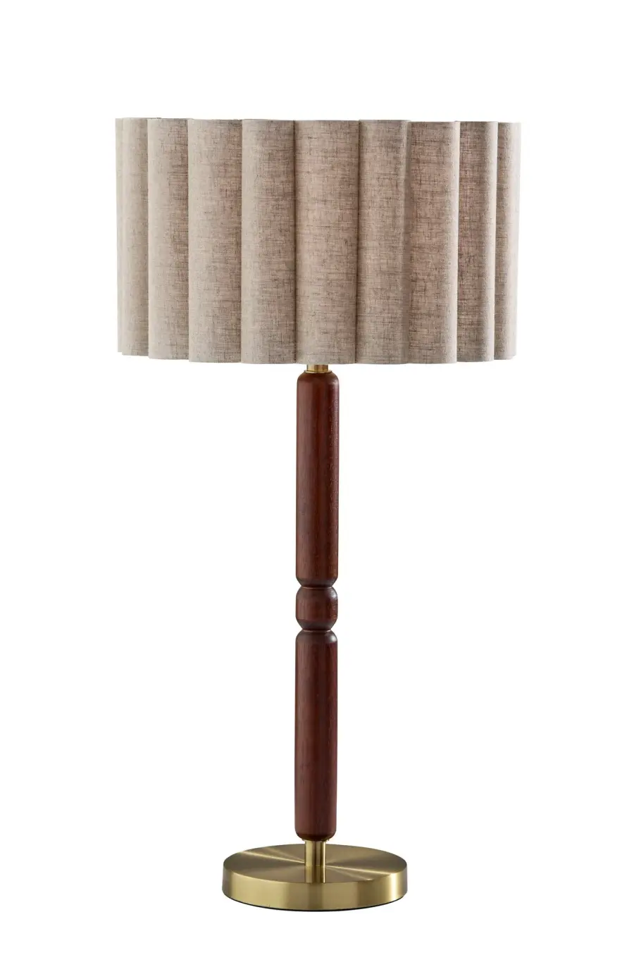 Elegant Transitional Table Lamp with Warm Brass and Walnut Accents