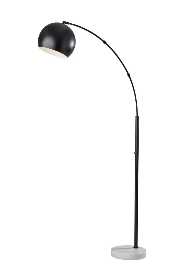 The Astoria Arc Lamp combines sleek modern design with functional overhead lighting. Its arched arm and dome shade provide focused illumination over seating areas, while the white marble base adds sophistication.