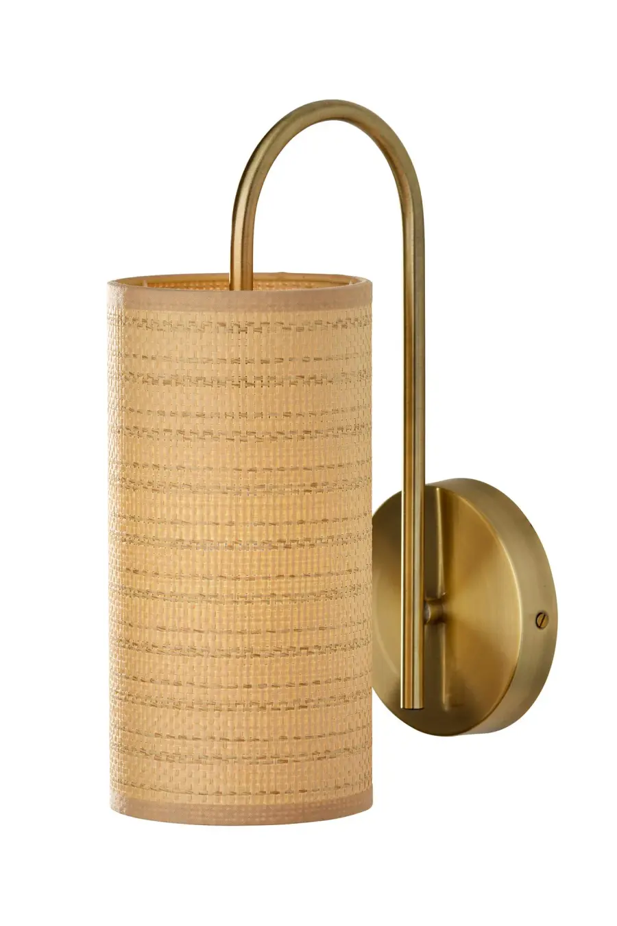 Elegant Brass Wall Sconce with Natural Woven Shade