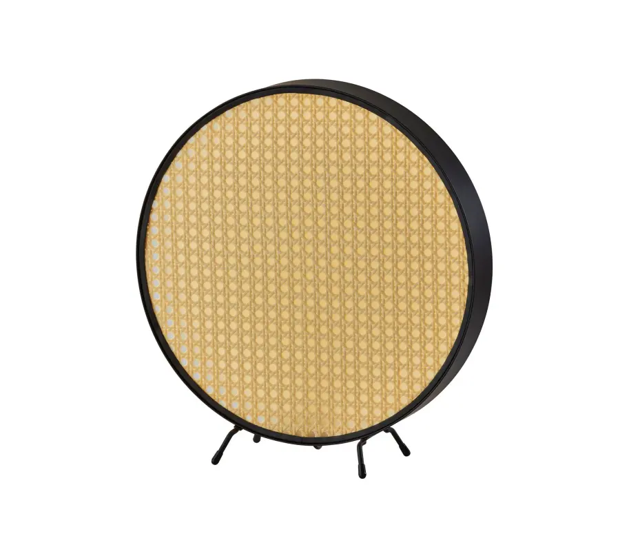 Contemporary Lantern with Warm Woven Rattan Glow