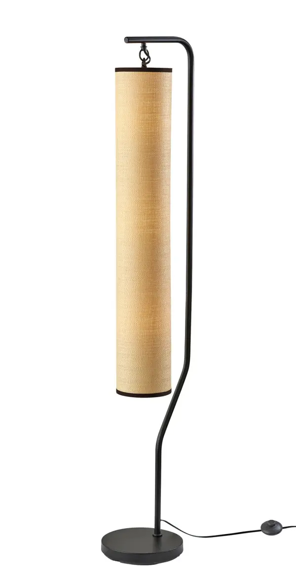 Contemporary Floor Lamp with Natural Woven Paper Shade