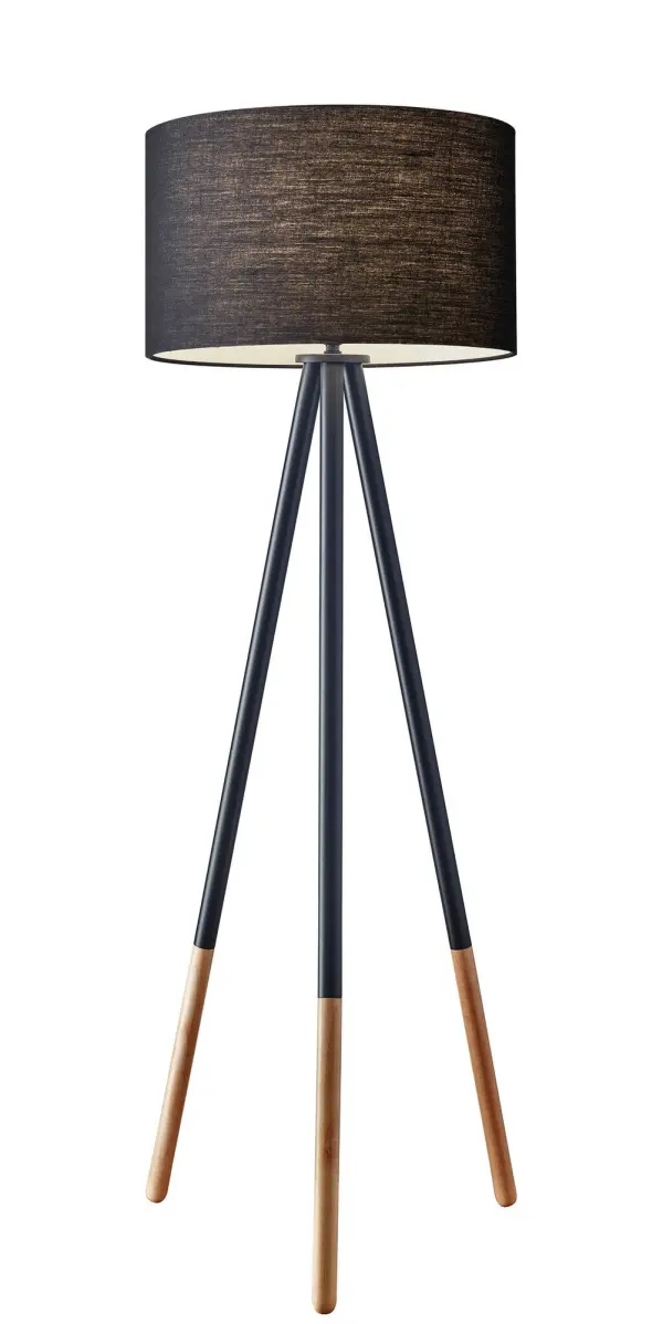 The Louise floor lamp combines modern design with practical functionality. Its classic tripod stance and black metal construction suit contemporary spaces, while rubberwood leg tips add warmth and eco-friendly appeal.