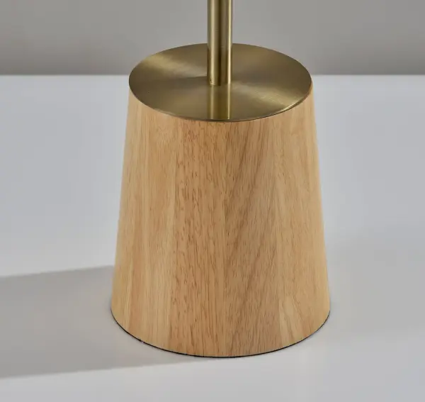 Elegant Transitional Table Lamp with Natural Wood & Brass Accents - Image 5