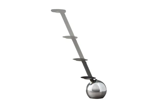 The Kiu LED desk lamp by German designer Hans Nopper combines high-tech functionality with sleek contemporary design. Features an innovative adjustable arm that extends up to 18 inches with automatic retraction, 360° base swivel, and energy-efficient 7W LED lighting with push dimmer control. - alternate view