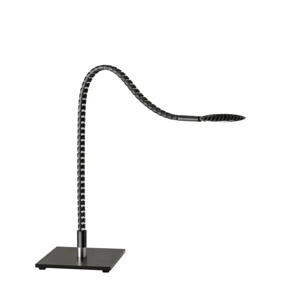 The Natrix LED Desk Lamp by designer Hans Nopper features a revolutionary spine-like structure with completely flexible arm adjustment. High-tech materials and 800 lumens of dimmable warm LED light make this a functional and striking addition to any workspace.