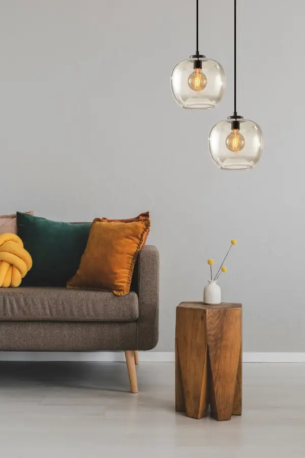 Tinted Glass Pendant Light with Edison Bulb - Image 2