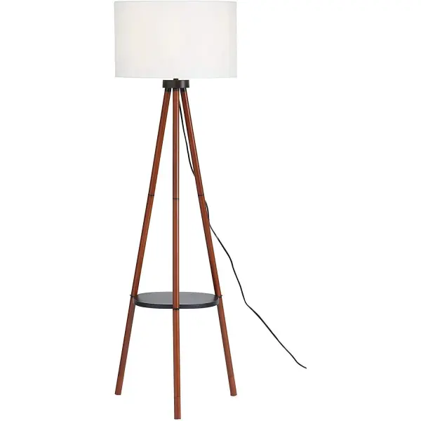 Tripod Shelf Floor Lamp with Walnut Finish - Image 3