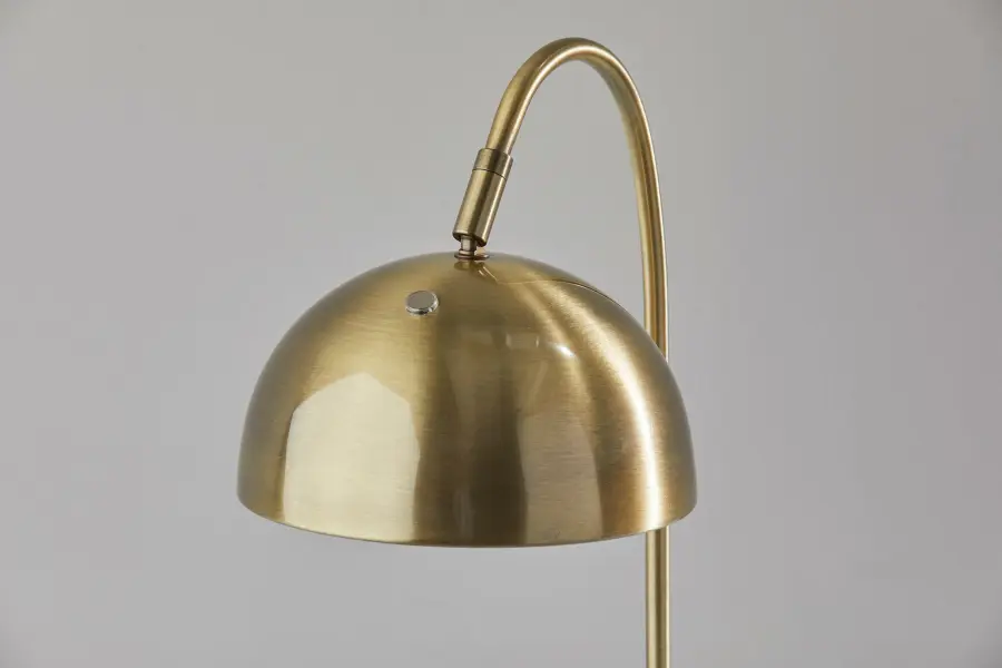 Vintage Art Deco Task Lamp with Geometric Brass Dome Shade - Image 3
