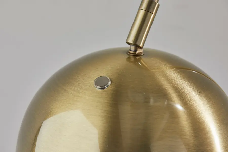 Vintage Art Deco Task Lamp with Geometric Brass Dome Shade - Image 4