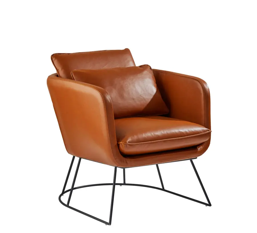 Stanley Accent Chair in Camel Brown Faux Leather - Image 1