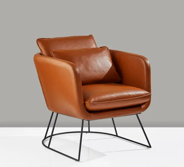 Stanley Accent Chair in Camel Brown Faux Leather - Image 3