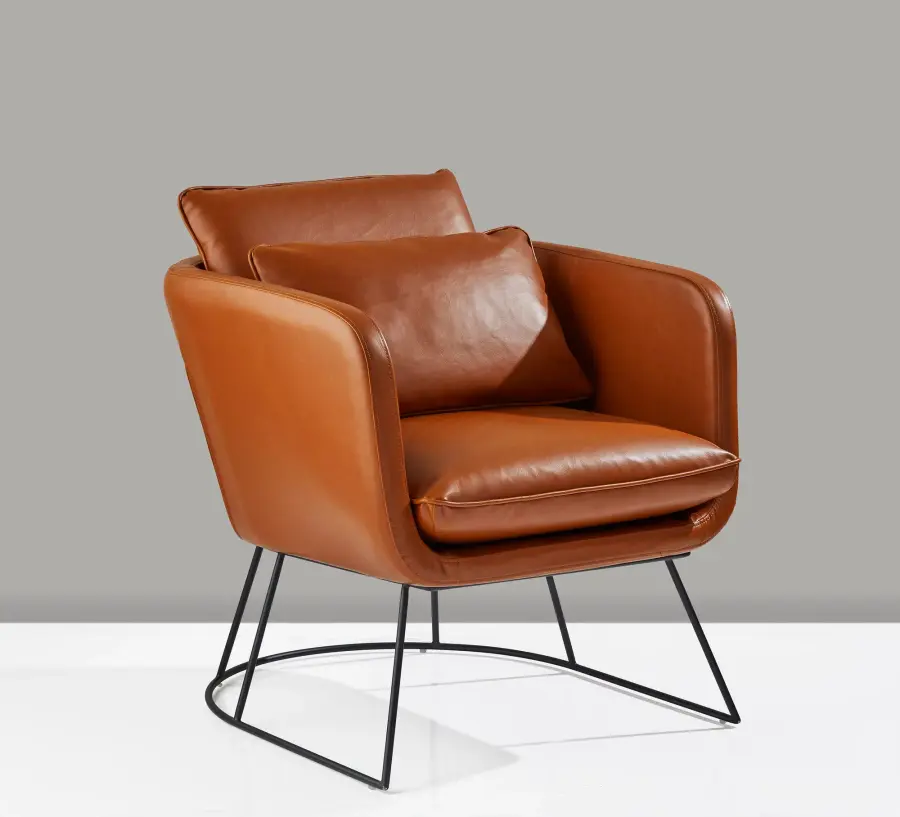 Stanley Accent Chair in Camel Brown Faux Leather - Image 3