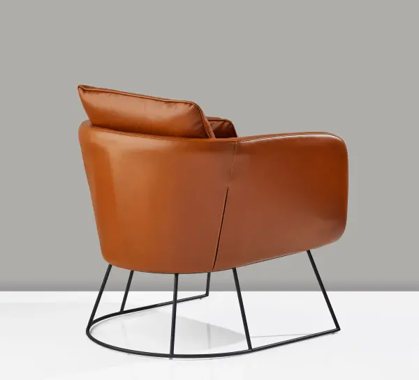 Stanley Accent Chair in Camel Brown Faux Leather - Image 4