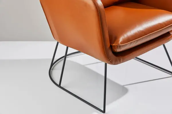 Stanley Accent Chair in Camel Brown Faux Leather - Image 5